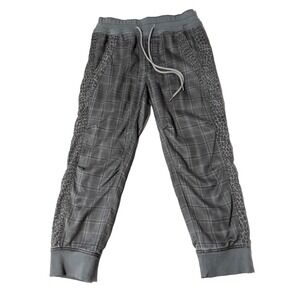 Anthropologie Kallie Joggers Womens XSP Gray Plaid Leopard Print Mixed Print
